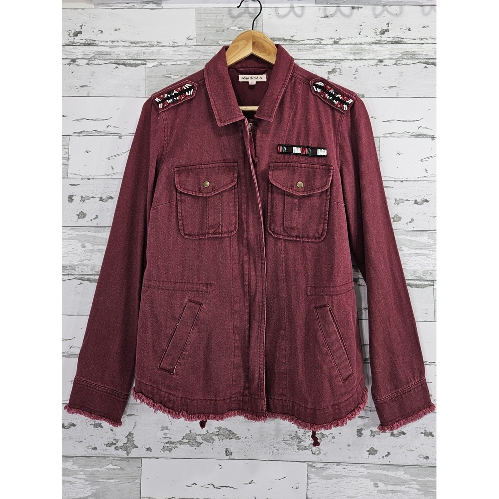 Indigo Thread Co Utility Western Jacket Burgundy Womens Small